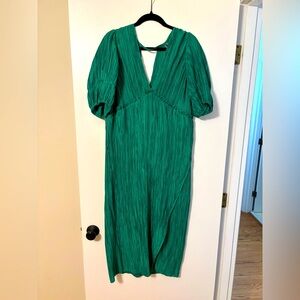 Anthropologie V-Neck Pleated Slim Midi Dress